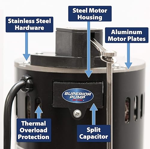 Miniatura 6 de Superior Pump 92553 Bomba de pedestal termoplástica de 12 HP, color negro