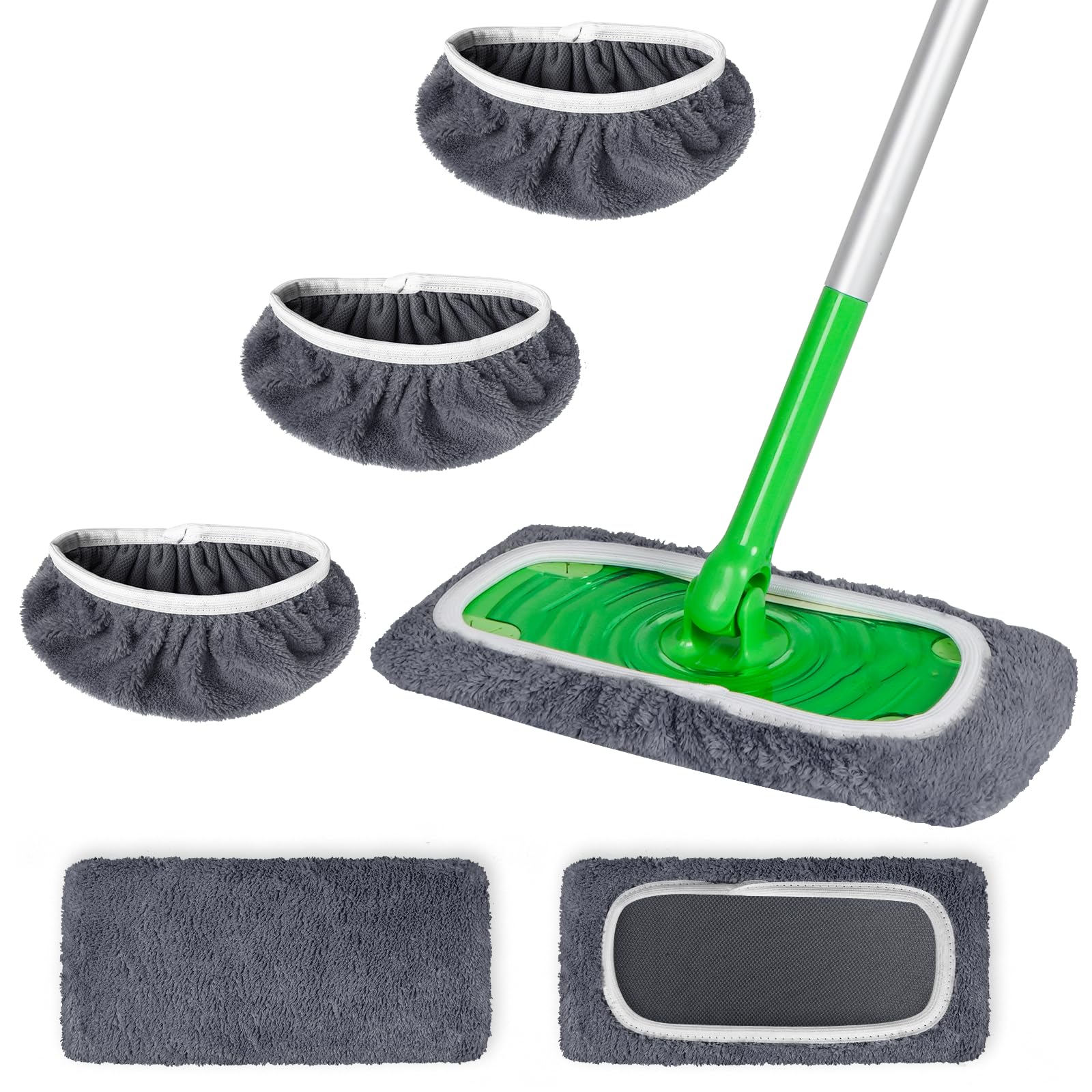 ZHAYAO 3 Pack Reusable Microfiber Mop Pads Compatible with Swiffer Sweeper Mop, Wet and Dry Flat mop Cover, Washable Swiffer Pads for Surface/Hardwood