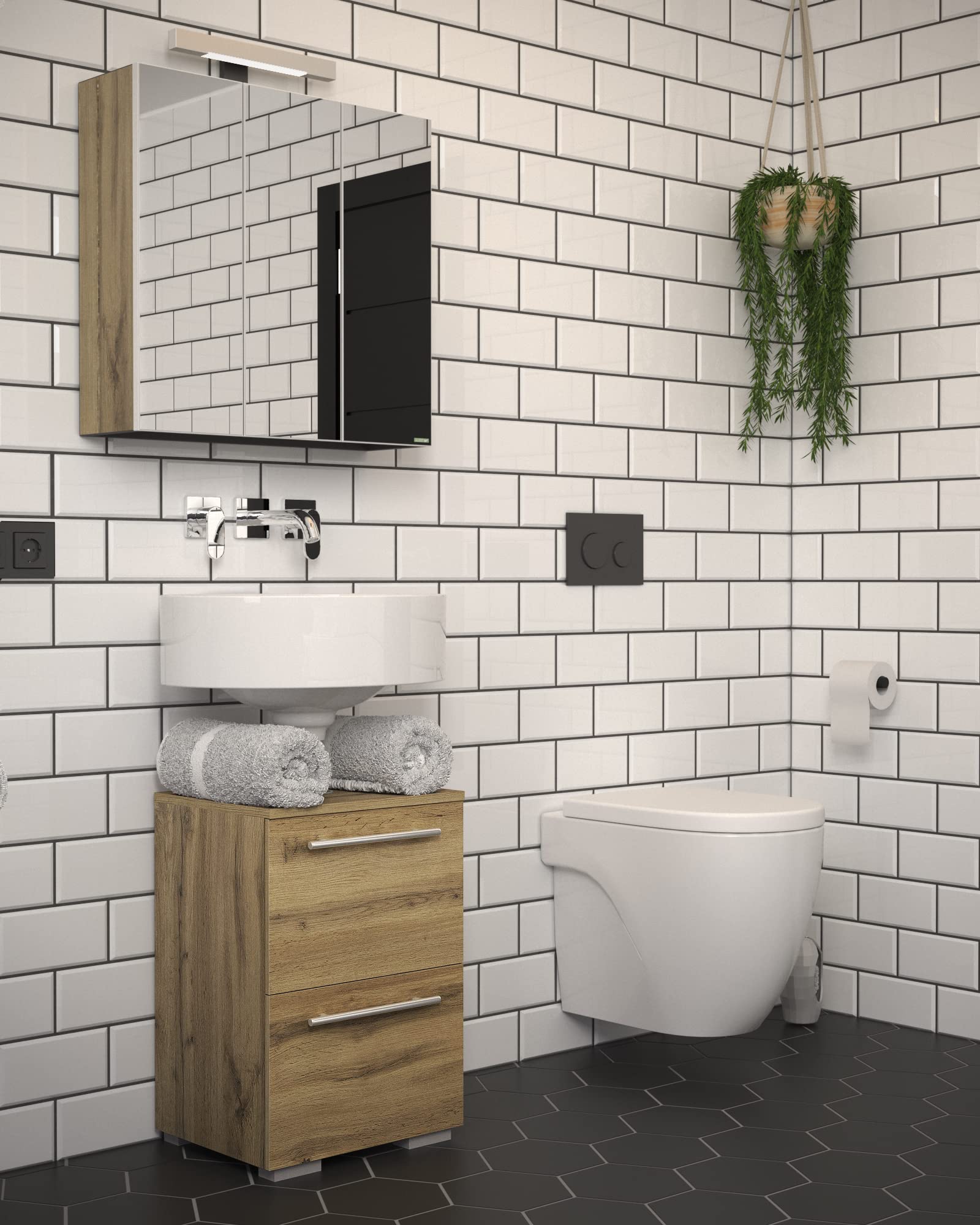 Schildmeyer Carlos 148584 Mueble para Lavabo, decoración Roble rústico, 40,2 x 59,1 x 35 cm