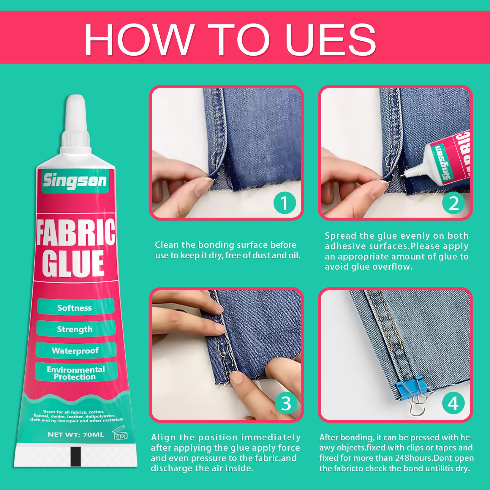 Colla Trasparente Per Tessuti Colla Per Tessuti, Pelle E PVC 60g