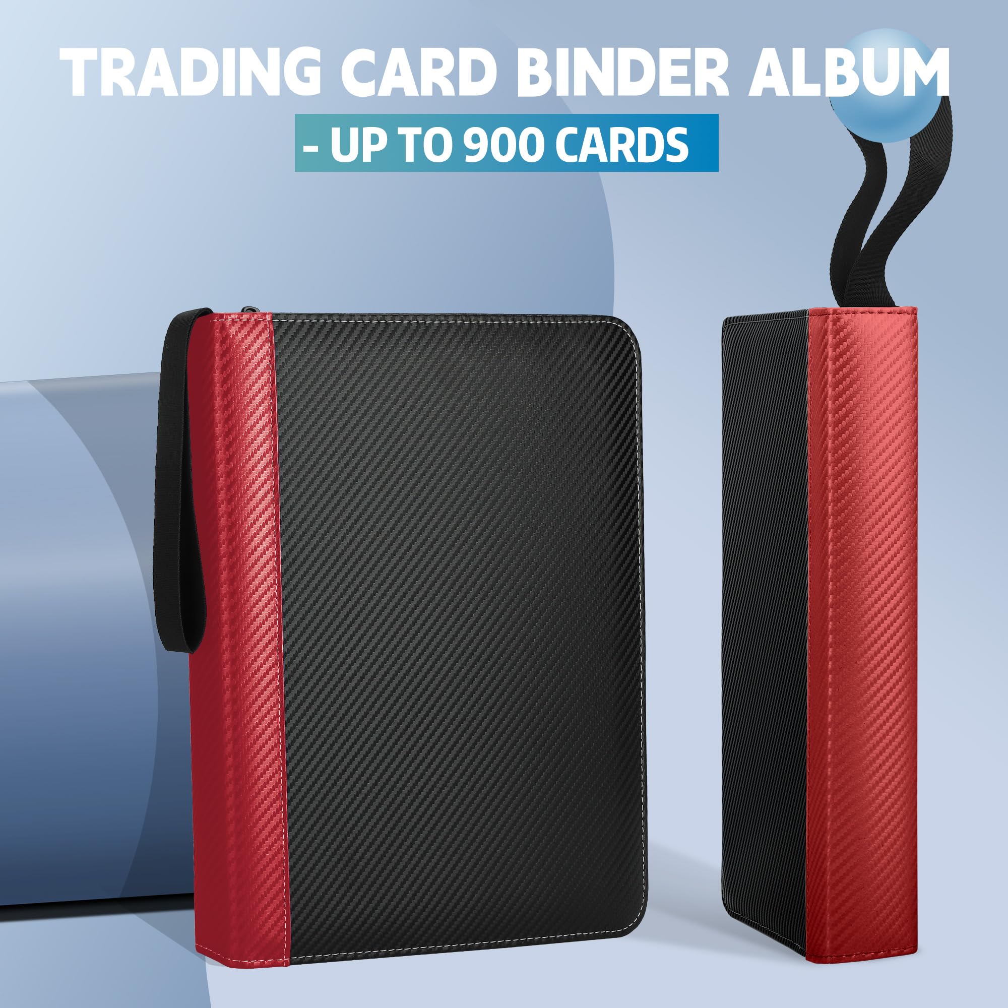 TCGUARD Carpeta de 9 bolsillos con organizador de tarjetas, carpeta de colección de tarjetas de poliuretano con 900 bolsillos de doble cara, carpeta de béisbol, para tarjetas deportivas, MTG, TCG