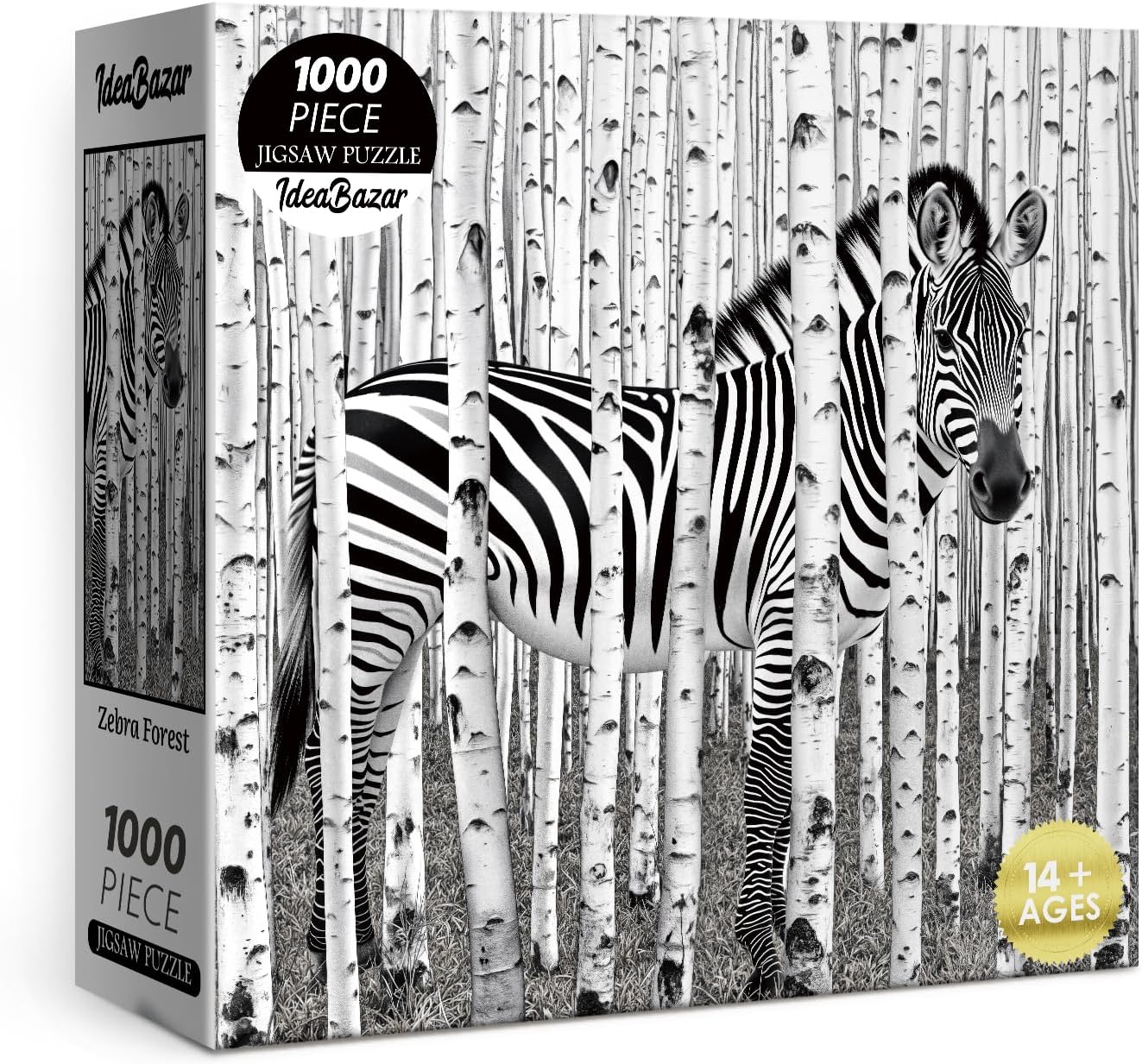 Difficult Forest Horse Puzzles for Adults 1000 Pieces Art, Challenging Animal Tree Landscape Jigsaw Puzzles, Beautiful Black and White Scenic Wildlife Fantasy Puzzle