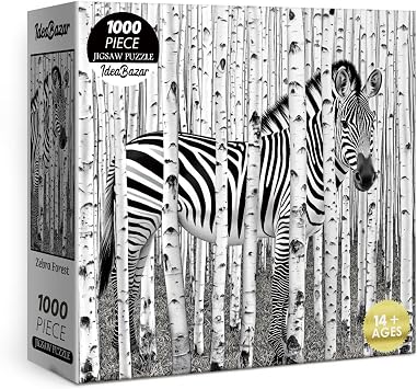 Difficult Forest Horse Puzzles for Adults 1000 Pieces Art, Challenging Animal Tree Landscape Jigsaw Puzzles, Beautiful Black and White Scenic Wildlife Fantasy Puzzle
