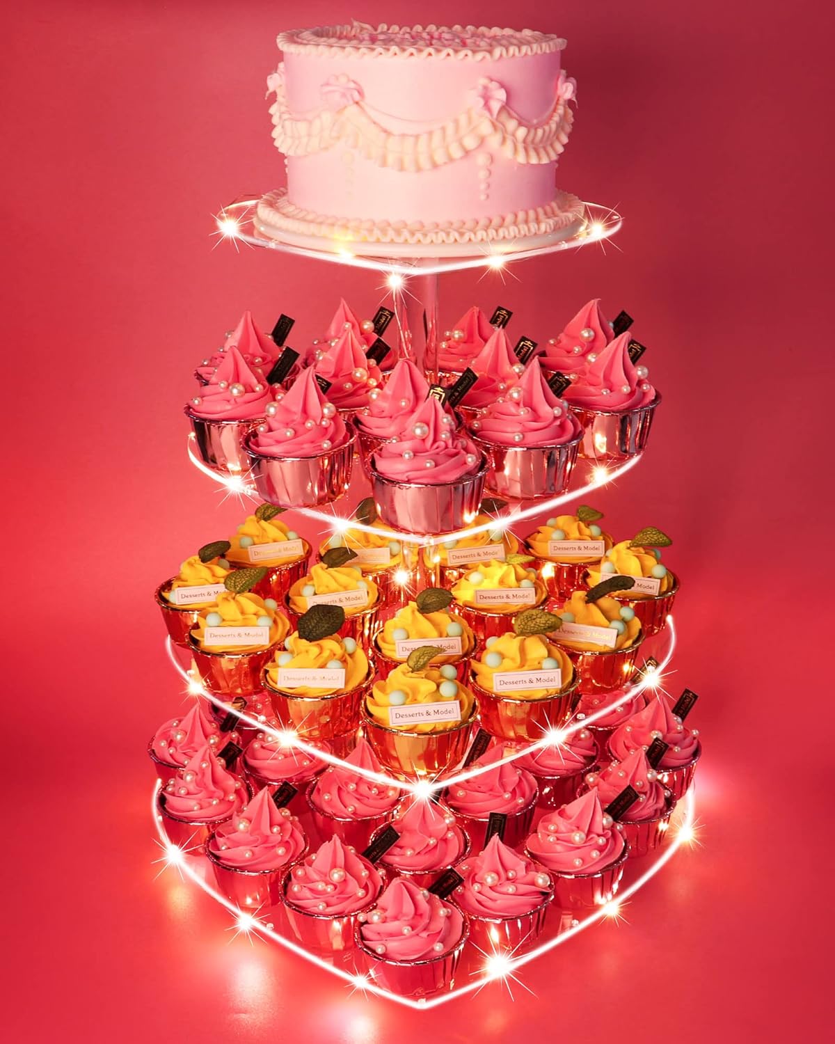 4 Tier Heart Cupcake Stand, 2023 New Acrylic Cupcake Holder