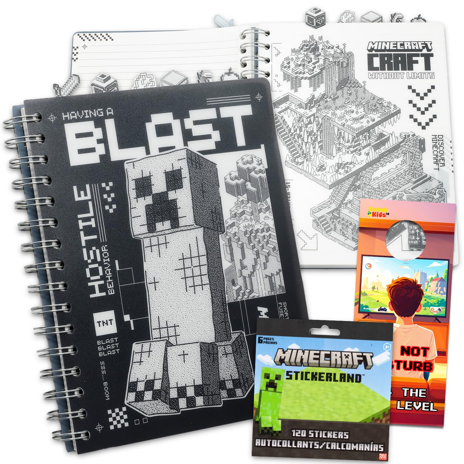 Minecraft Journal Set - Bundle with Creeper Notebook with Tab Dividers | Set of Minecraft Diary Plus Stickers, More for Kids, Teens, and Adults | Minecraft Journal Notebook