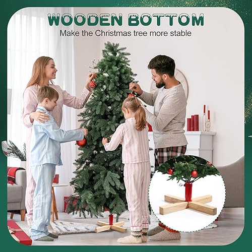 Miniatura 6 de Soaoo Soporte de madera para árbol de Navidad de 15.7 pulgadas de repuesto, base estable para árbol de Navidad, base de árbol de Navidad falsa con