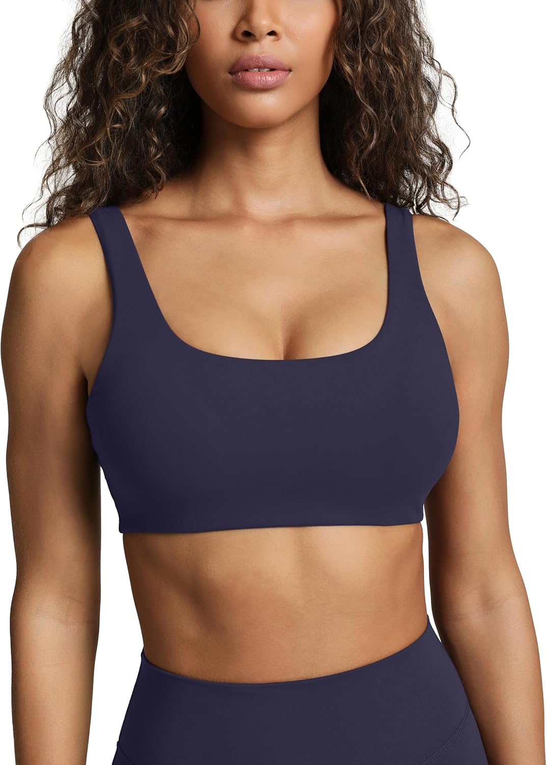 PAVOI ACTIVE Buttery Soft Sports Bras for Women - High Support Low Scoop Neck U Back Padded Yoga Gym Workout Bra - FlexFlow - Medium, Twilight