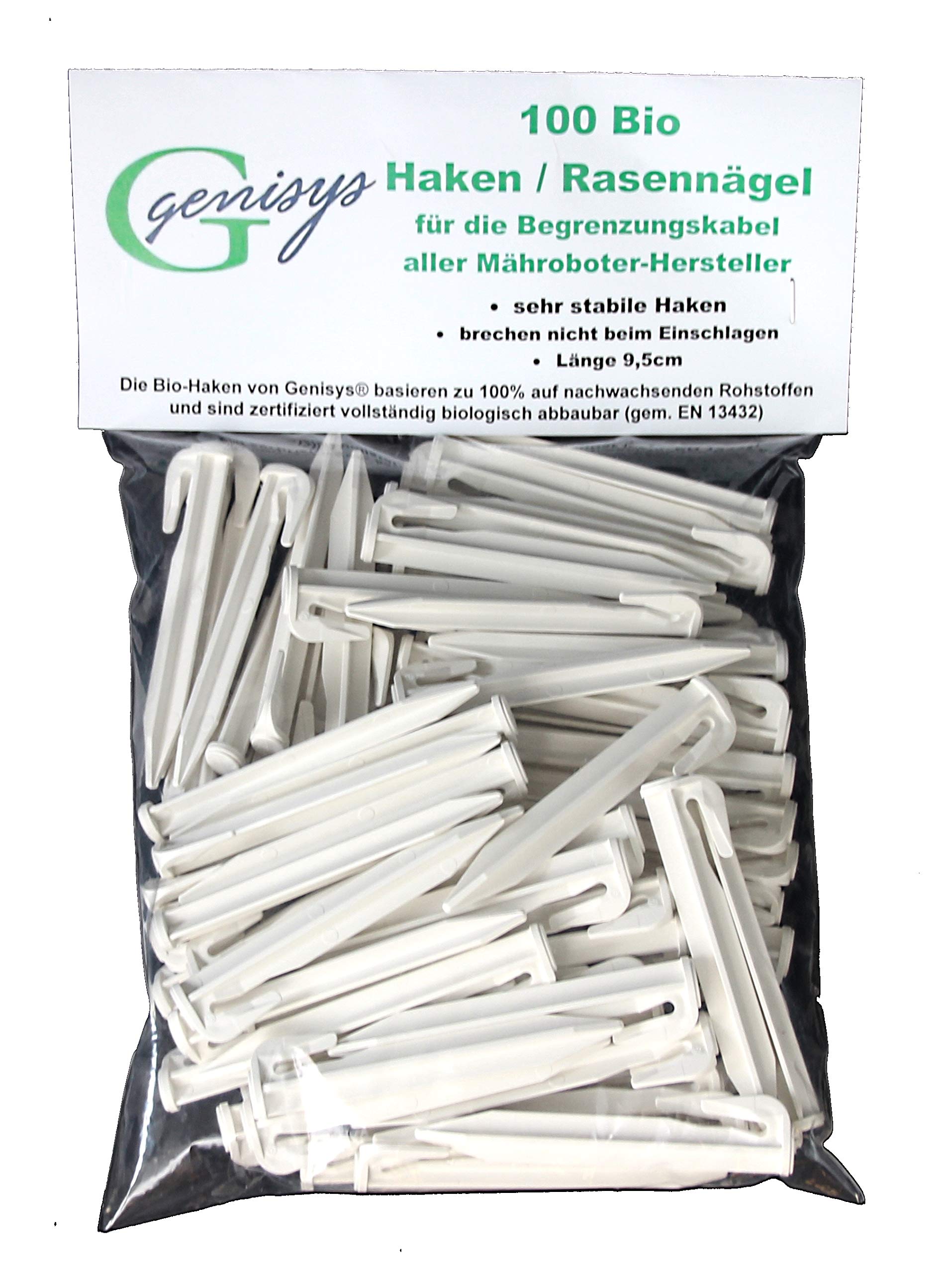 Genisys Ganchos ORGÁNICOS Clavos degradables compatibles con Wolf Garten LOOPO ® fijación de Cables Clavijas podridas Que disuelven Anclajes al Suelo - HQ Bio, Pieza:1000