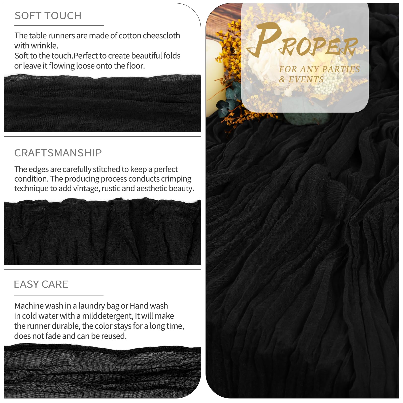 Runner Da Tavola A Scacchi Bianco E Nero - 6 Pezzi 35x274 Cm Per Feste E Compleanni - Foto 2