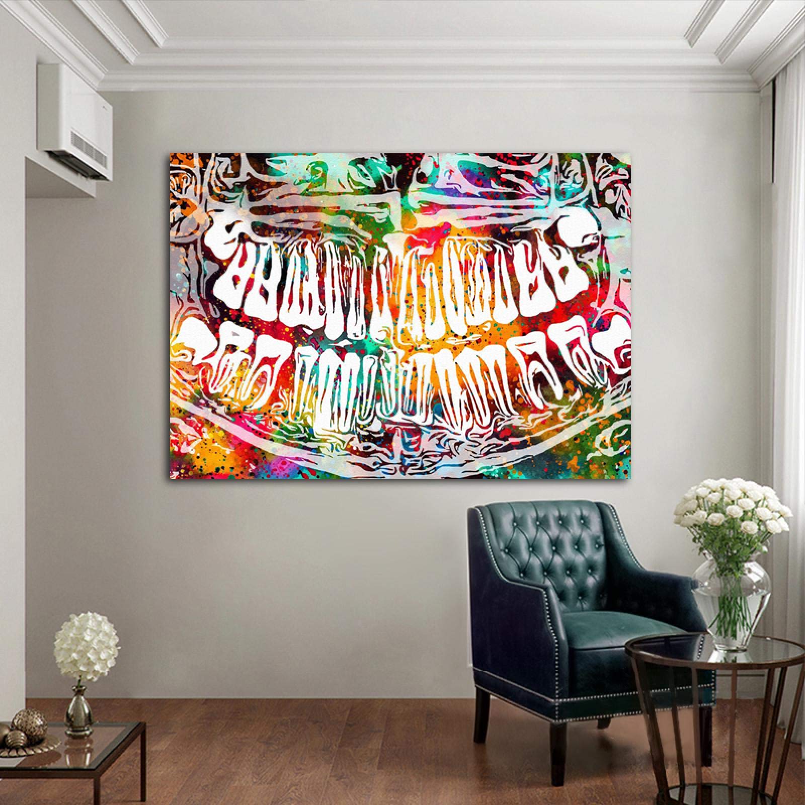 Colorido Diente Risa Dental Arte Dentista Pintura en lienzo Arte moderno Cuadro de pared para educación médica Oficina Decoración para el hogar 40x50cm (16x20in) Con marco