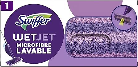 Swiffer WetJet Lingette Lavable en Microfibre Multi-Surfaces, Réutilisable et Machine Lavable, Technologie 3 Zones Ultra-Absorbante, Sans Traces, Pour Tous Types de Sol Fini