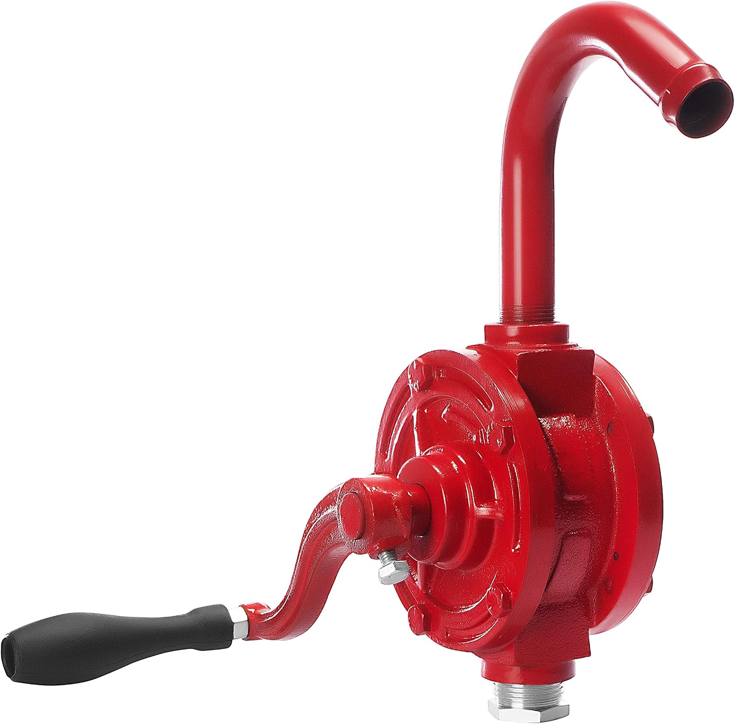 Groz Rotary Drum Pump, Cast Iron Body with Telescopic Suction Tube, NBR Seal, 1" Inlet, 2" Bung Nut, Dual-Directional, Fits 15-55 Gallon Drums, Diesel Kerosene Motor Oil (44050)