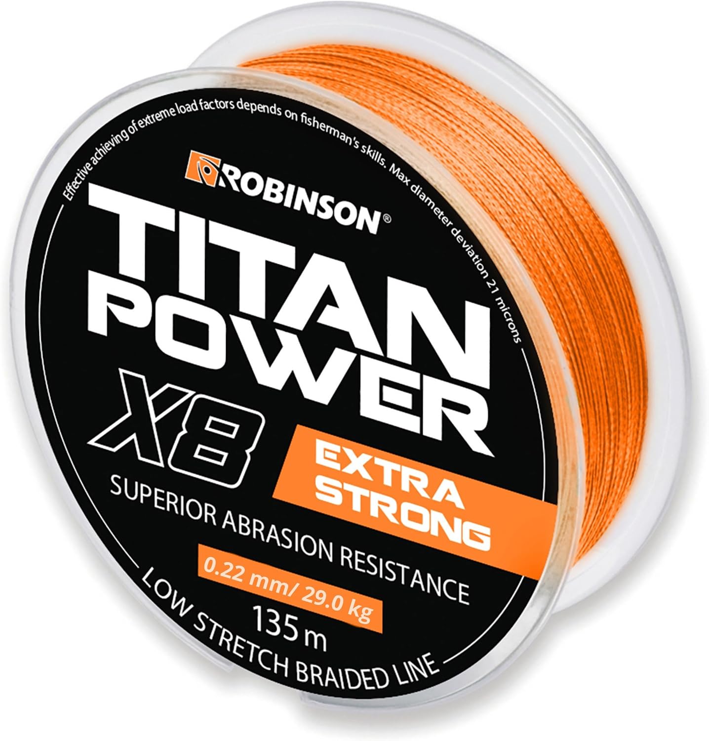 Robinson Braided Fishing Line X8 - Braided Fishing Line 0.08-0.28 mm 7.5-39 kg 135 m Abrasion-Resistant and Low-Stretch Ideal for Spin Fishing - Titan Power