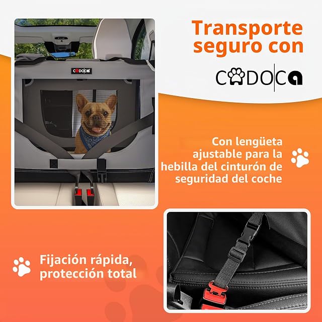 Foto 2 de 8 de CADOCA® Transportín Mascotas Plegable con Alfombrilla Suave y Tazón Talla L 70x52x50cm Bolsa Viajes…
