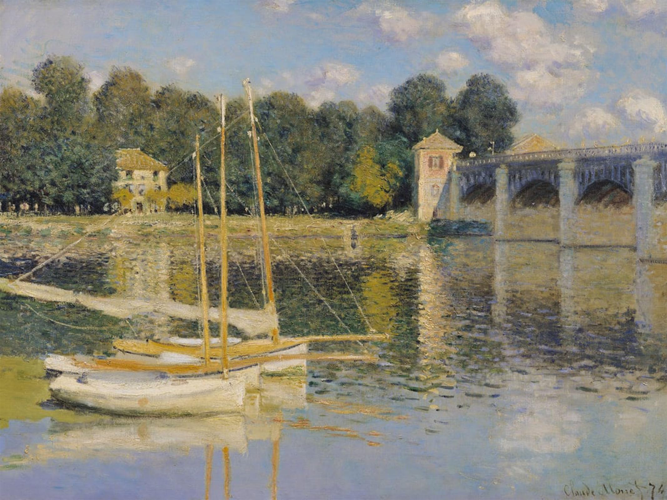 Póster de lienzo de Monet Il Ponte ad Argenteuil 60x90cm para dormitorio 5