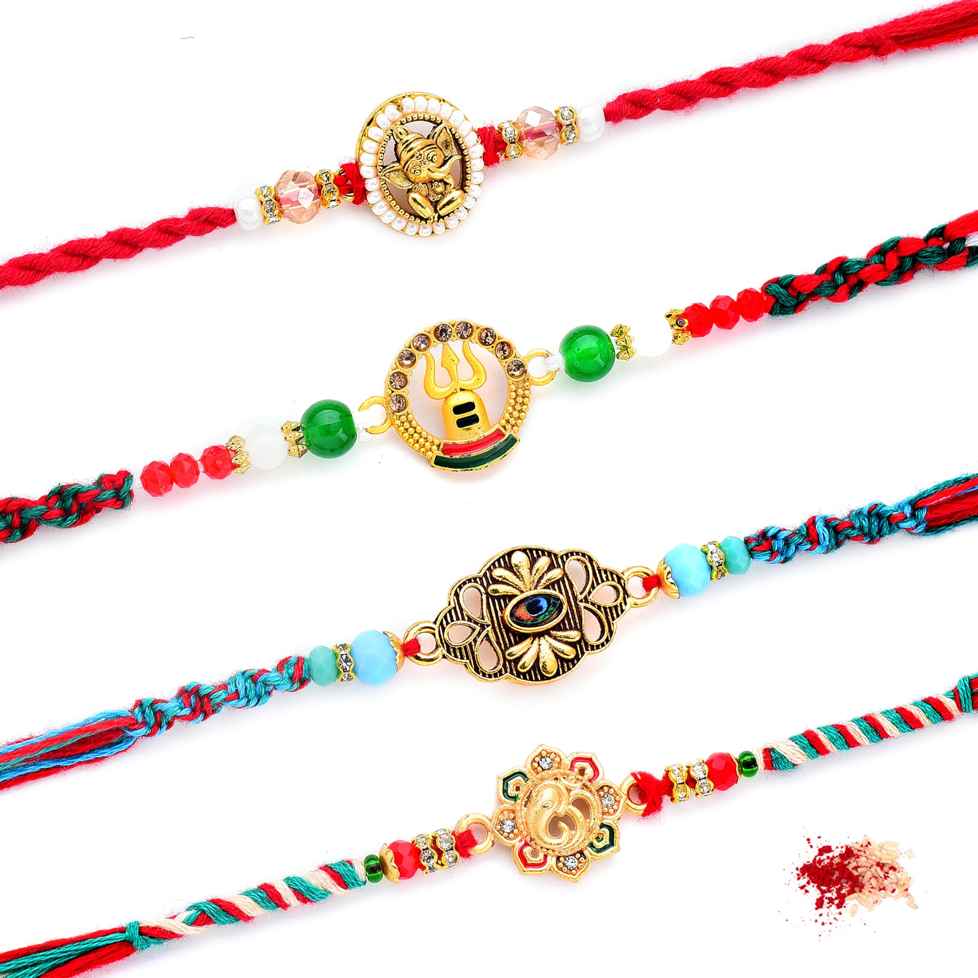 Rakhi for Brother with Greeting Card and Tilak Material - Pack of 4 Rakhi-image-38