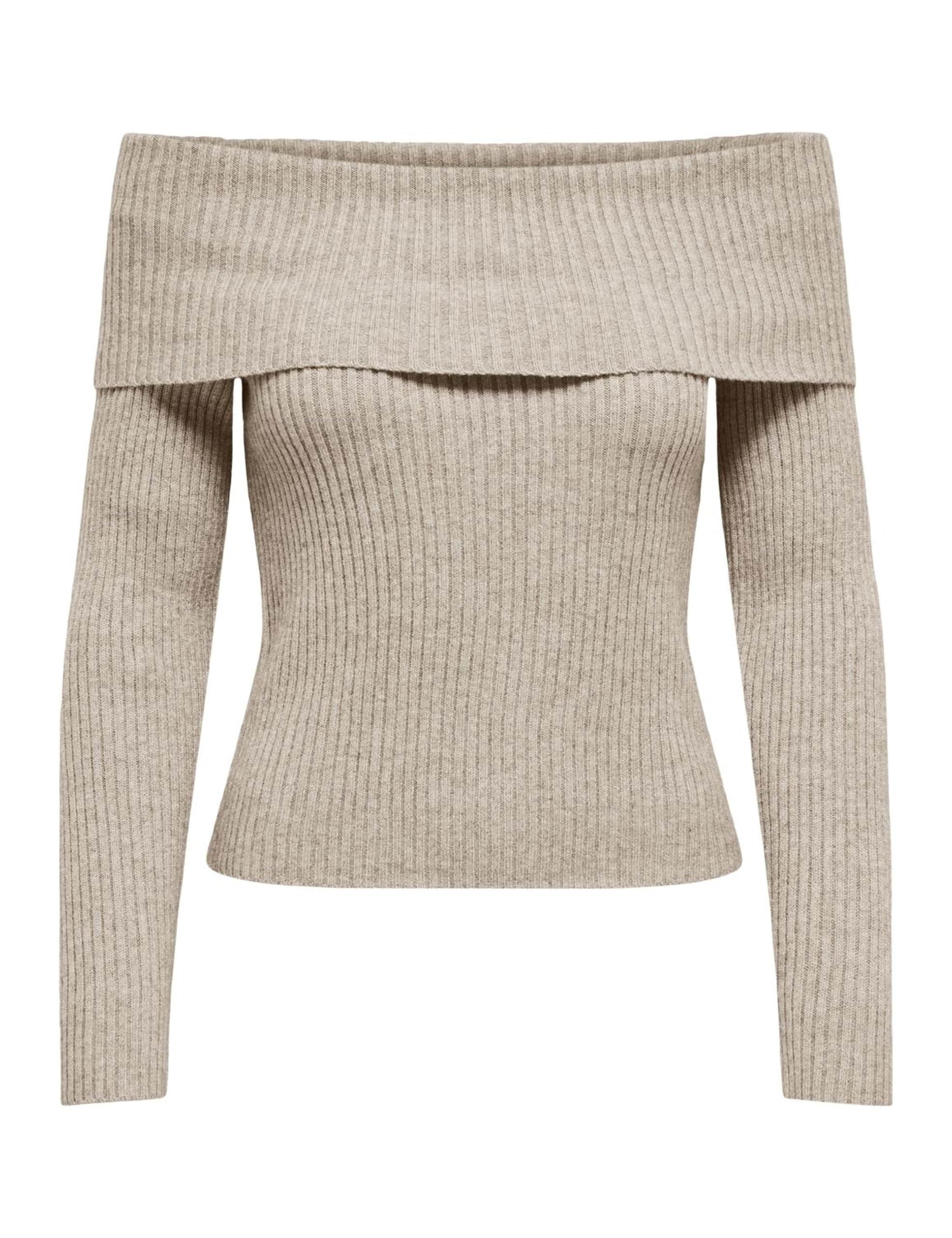 Only Women's Mocha Meringue Onlkatia Ls Off Shoulder Knt Noos, S