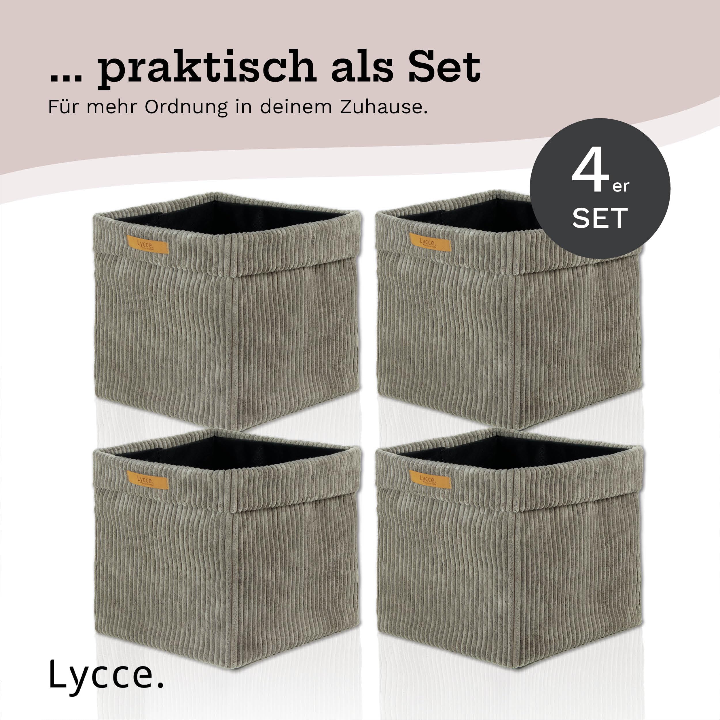 Lycce Kallax Boxen Cordstoff 4er Set, faltbar, waschbarer Cordbezug taupe