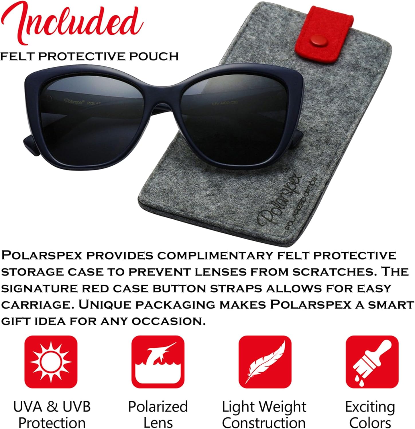 PolarSpex Polarized Cat Eye Sunglasses for Women – Oversized UV400 Celebrity Fashion Sun Glasses for Beach or Driving - Image 2