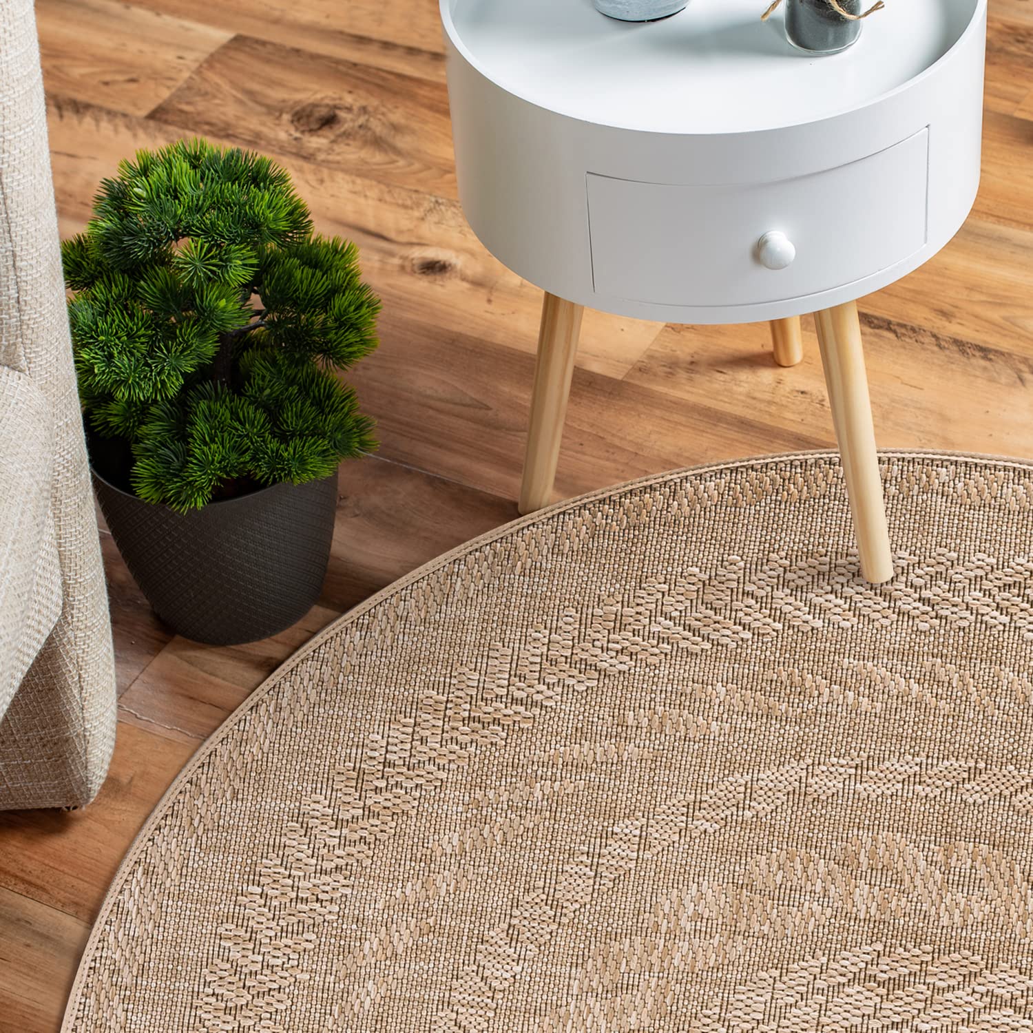 In- und Outdoor-Teppich Outward Circles Hellbraun - 120x120cm für Innen und Außen