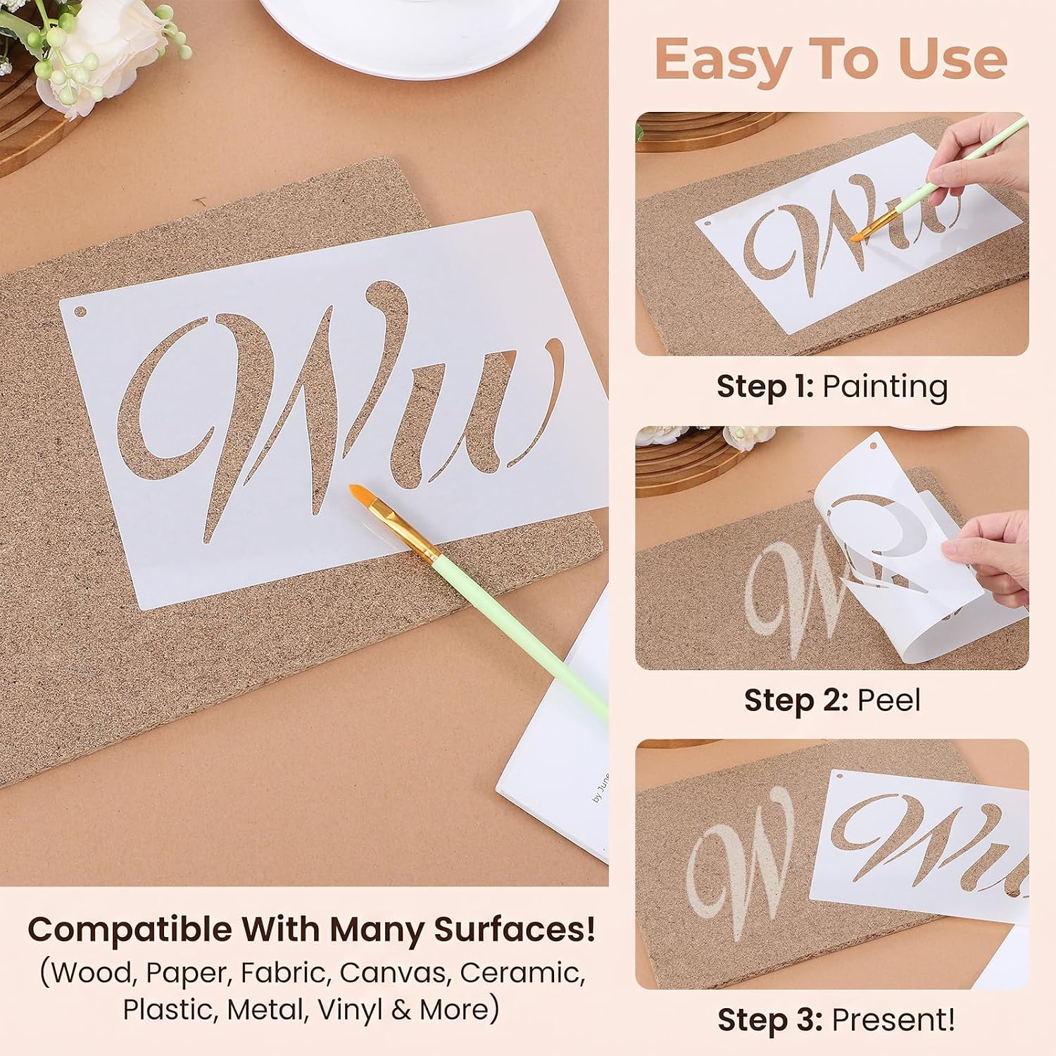 50pcs Letter Stencils for Painting 8 x 5.5 in Calligraphy Alphabet Stencils image 3