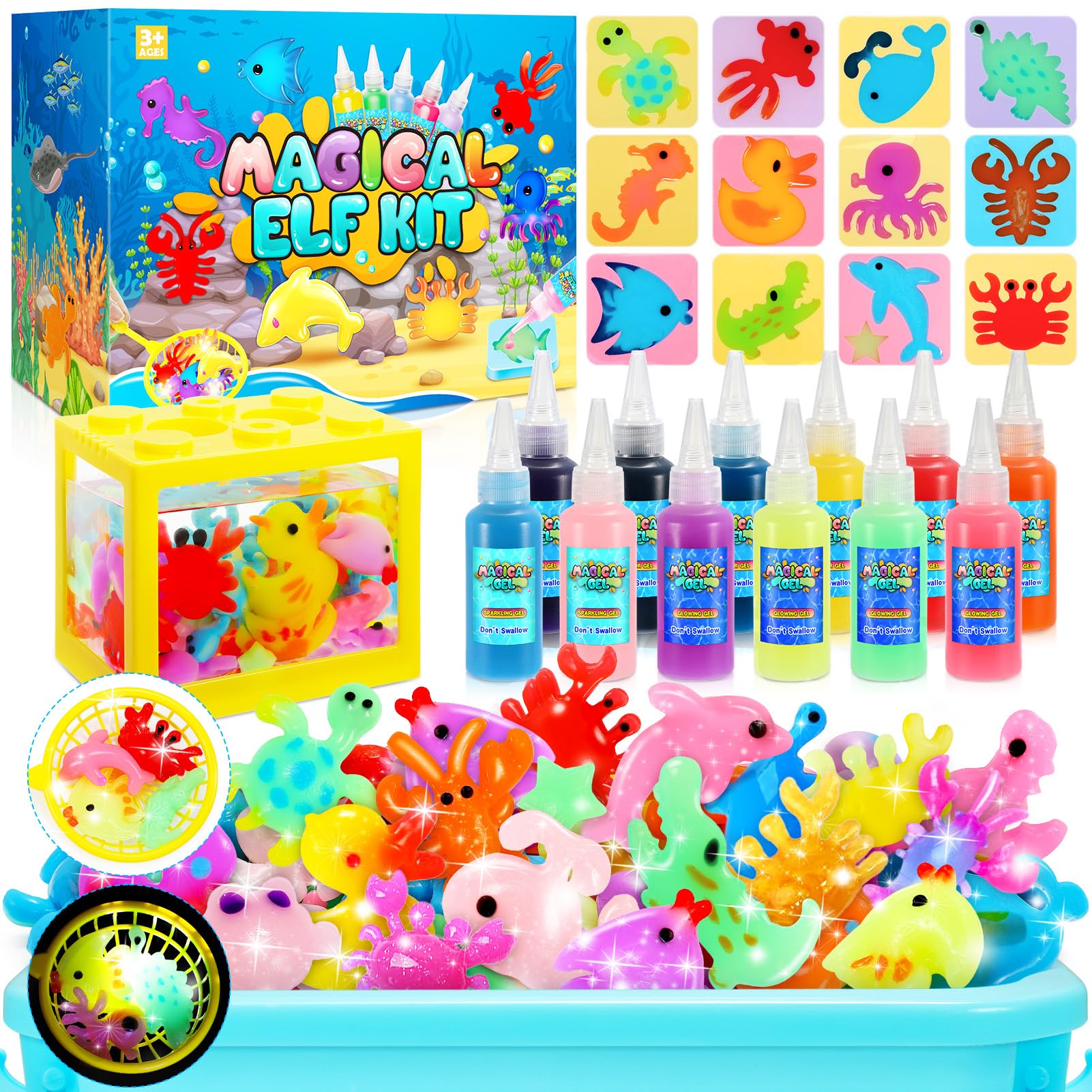 Gel Magico per Creare Folletti d'acqua, Giochi Bambini 5 6 7 8 9 Anni Regalo Bambina 4-10 Anni Giochi da Spiaggia Giardino Natale Regalo Bambina Giochi Creativi Magic Jelly Colori per Bambini Creare
