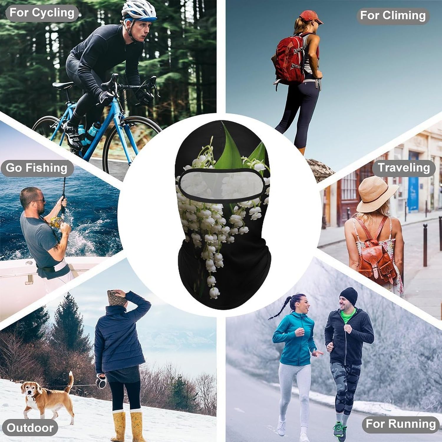 Balaclava Face Mask for Men Women Sun Protection Full Face Cover | Breathable Some Lilies of The Valley Full Face Mask Windproof Ski Mask Motorcycle Helmet Lining for Outdoor Sport Cycling