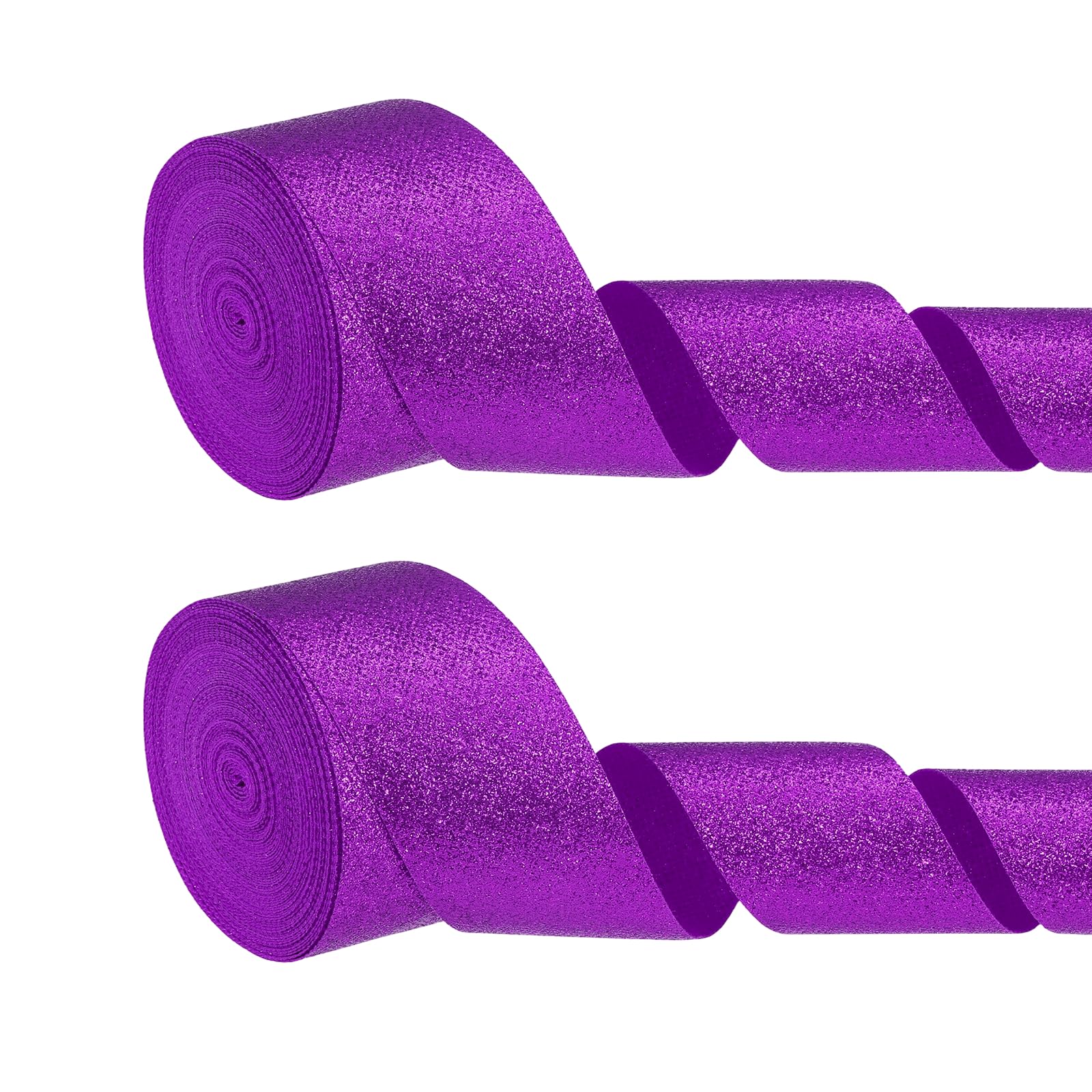 PATIKIL 2 Roll Sparkly Ribbon, 4cm x 9m Metallic Glitter Ribbon Gift Wrapping Fabric Rolls for DIY Crafts Gift Wrapping Holiday Wedding Birthday Party Home Decoration, Purple