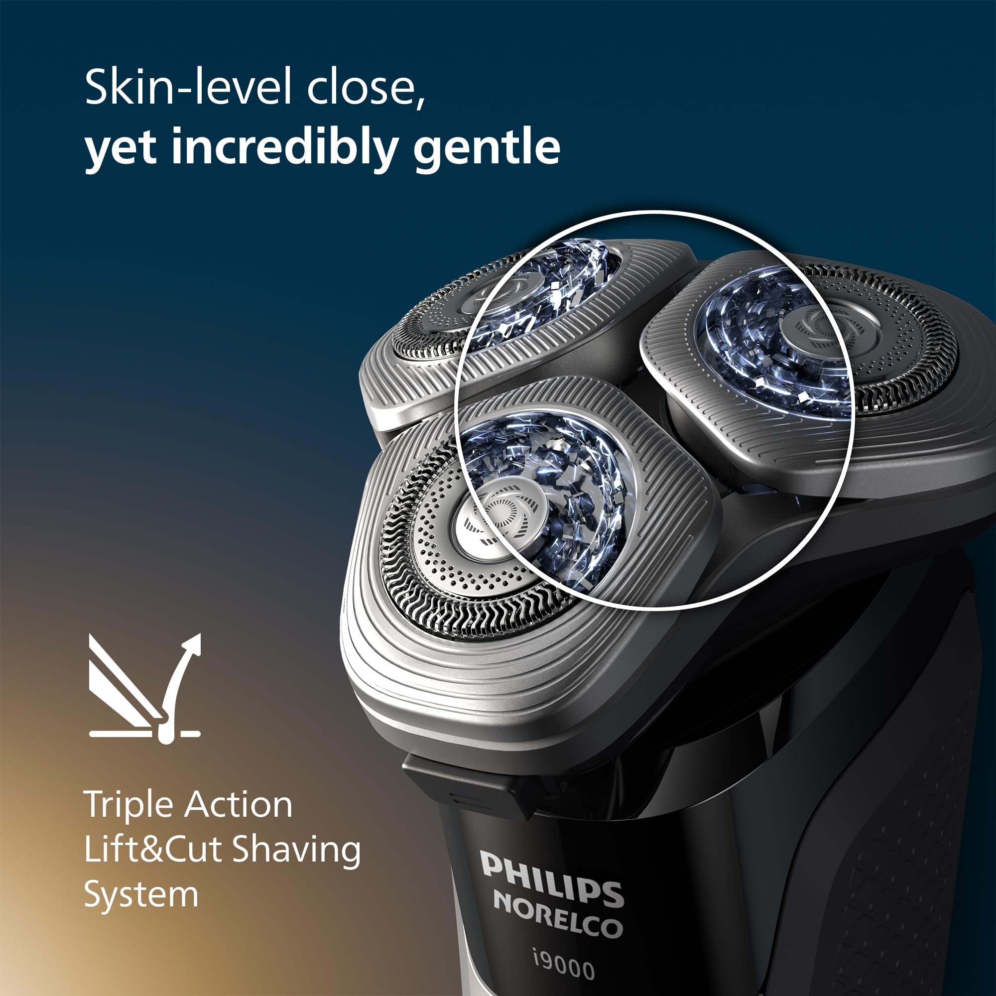 Philips Norelco Shaver i9000, Wet & Dry Electric Shaver, Ink Black, SenseIQ Technology, Triple Lift & Cut System, 360 Rotating Dual SteelPrecision Precision Blades, Nose Trimmer, Model X9000/90
