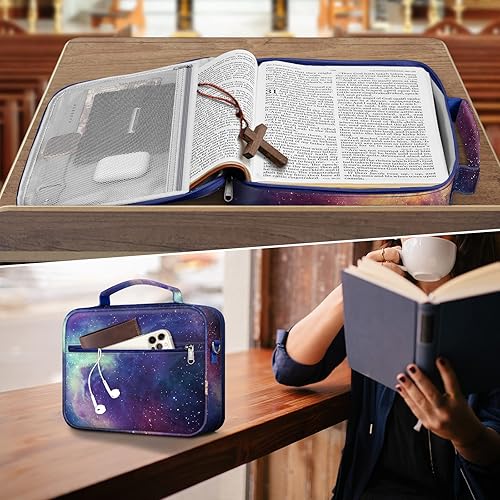 Vista 5 de FINPAC Funda grande para la Biblia con correa para el hombro Galaxy + resaltadores de la Biblia, paquete de 6