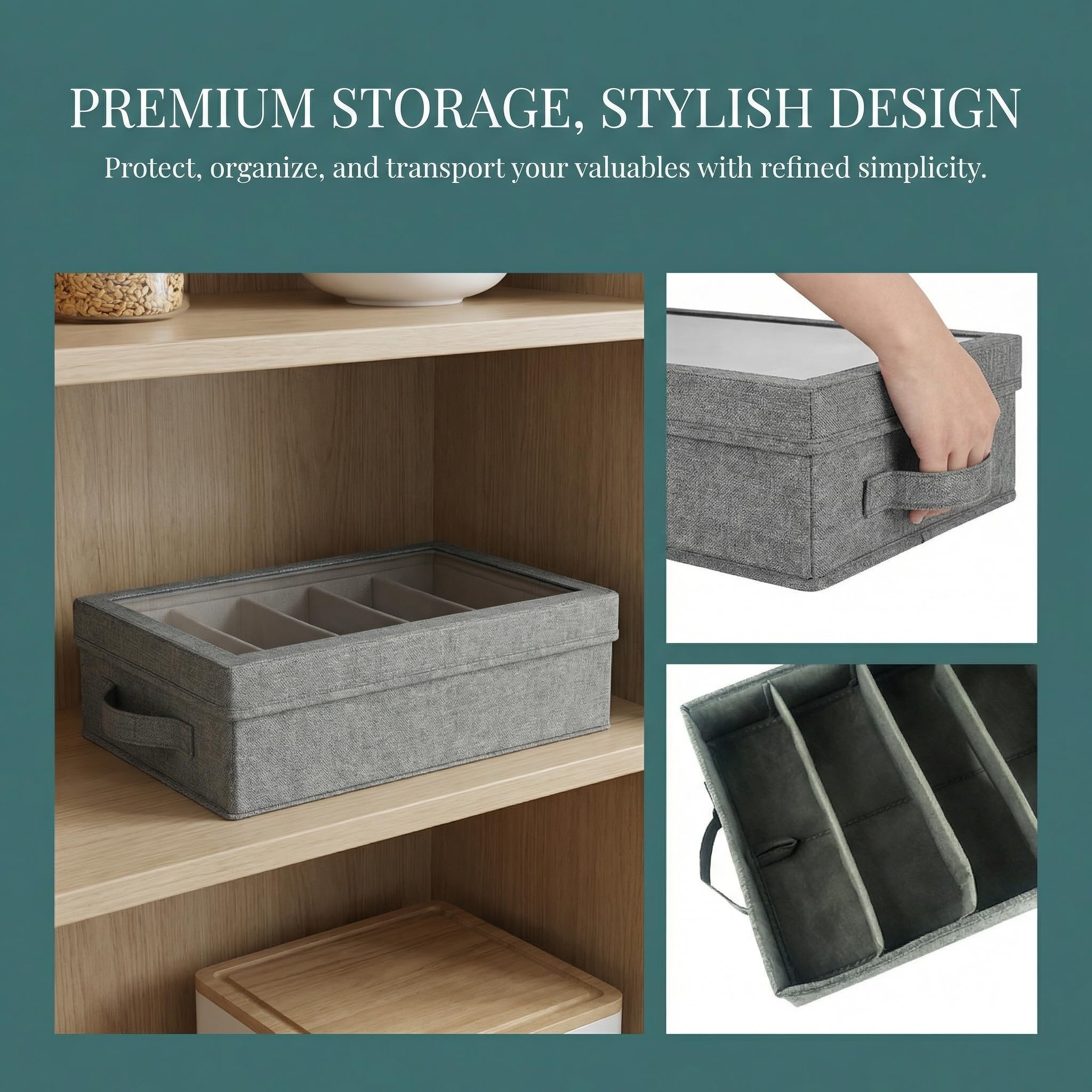 Boîte de Rangement pour Argenterie, Range Couverts pour Tiroir avec Couvercle Boîte de Rangement Couverts de Cuisine Porte-Assiettes Camping-Car boîte de Rangement en Feutre