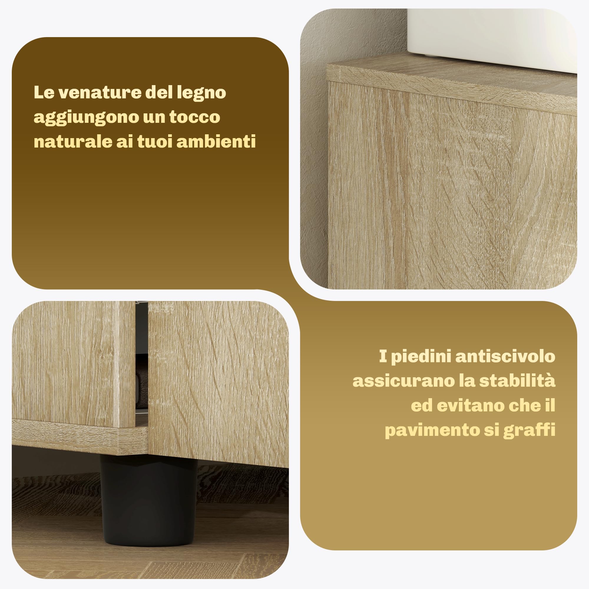 Vinsetto Armadietto per Documenti con Serratura, Armadio da Ufficio con 2 Ante e 2 Ripiani, Mobiletto Multiuso Portaoggetti con Maniglia in Lega di Alluminio, per Casa Ufficio, 80x40x80 cm, Rovere