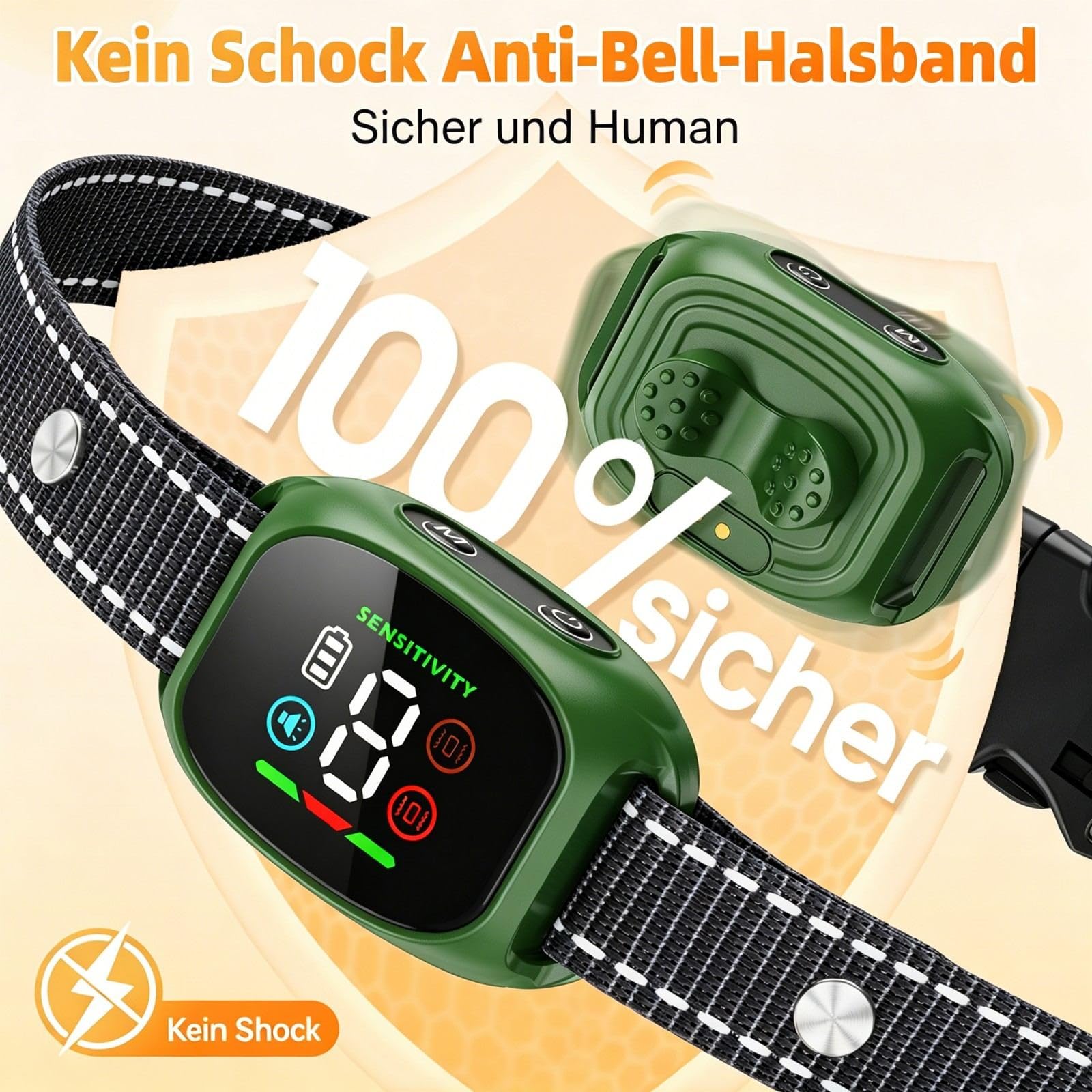 Haustierfreundliches Trainingshalsband - Antibellhalsband Für Hunde, Erziehungshilfe Anti-Bell Gerät Hunde Collar (Schwarz)