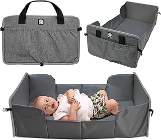 Dooky Portable Pop-Up Baby Travel Cot/ Crib, Lightweight, Compact, Includes 1 cm Thick Mattress (38 x 73 x 1 cm), Folded out 41 x 75 cm, Folded 41 x 26 cm, Suitable upto 6 Months Age, Grey Melange