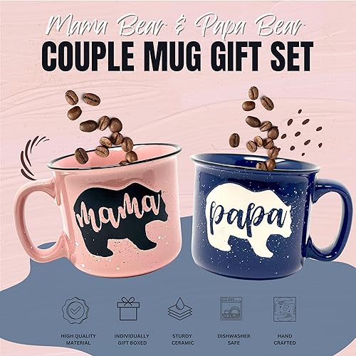 Vista 12 de Mama Bear & Papa Bear 15 oz Coffee Mug Set - Cute Coffee Cup Gift Set for Men and Women - Unique Fun Gifts for Couples, Parents, Grandparents for
