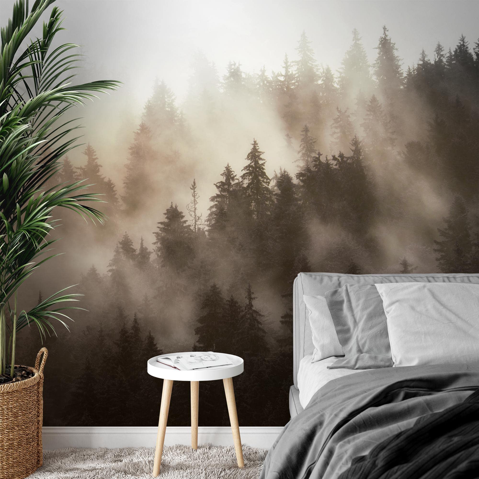 Runa Art Papel tapiz fotográfico bosque de niebla 352 x 250 cm Lana Fondo De Pantalla XXL Moderna Decoración De Pared Sala Cuarto Oficina Salón orange 9552011b