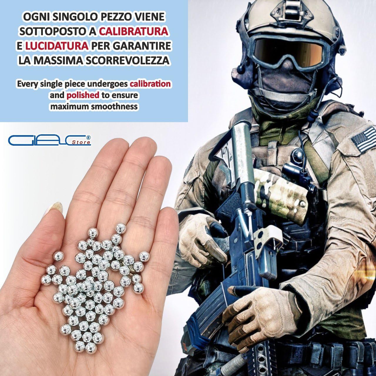 250 Pz Pallini in Acciaio Metallo da 6 mm per Softair Soft Air Pistole Fucili 0,80 Grammi Calibrati per Airsoft