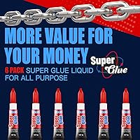 Vista 7 de Pegamento líquido de superpegamento de un solo uso de 3 gramos (paquete de 6), súper rápido, fino y fuerte adhesivo superpegamento, pegamento