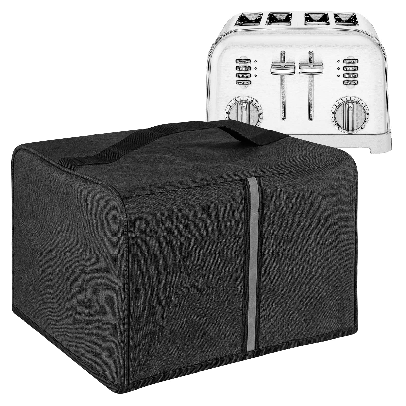 Kingshion Toaster Cover Compatible with Most 4-slice Toasters, Toaster Cover Storage for Most 4-slice Toasters? Washable and Dust Protection (Dark Grey)