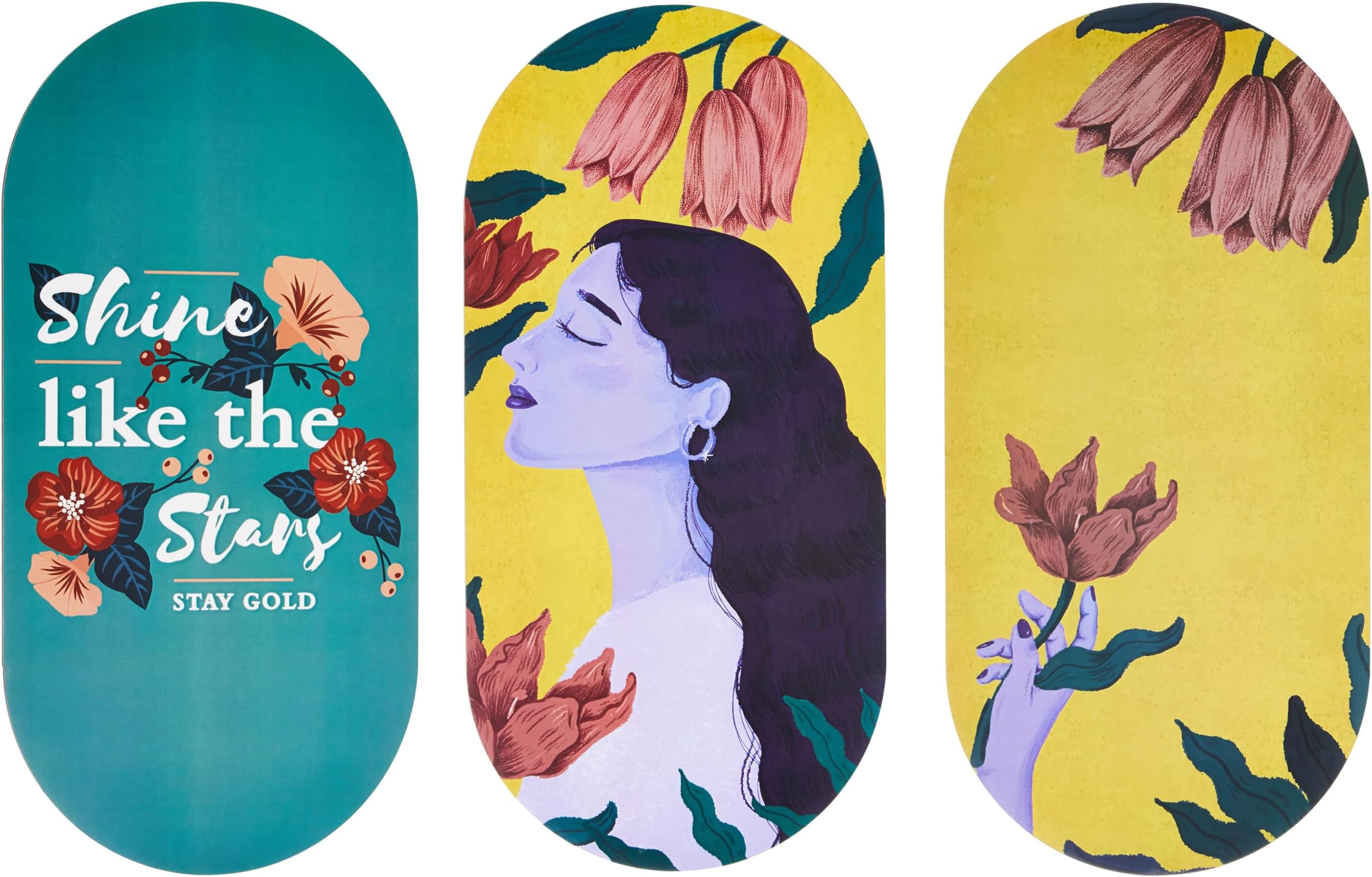 Amazon Brand - Solimo MDF Wall Décor with Self-adhesive Sticker for Home Décor | Shine Like a Star | Set of 3