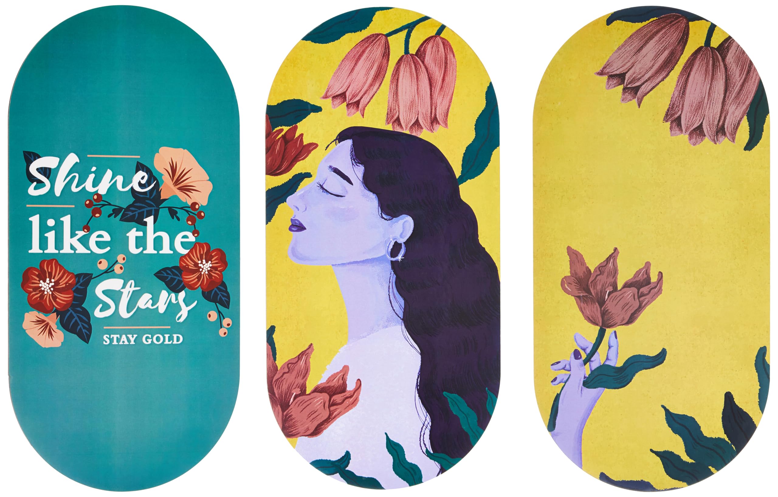 Amazon Brand - Solimo MDF Wall Décor with Self-adhesive Sticker for Home Décor | Shine Like a Star | Set of 3