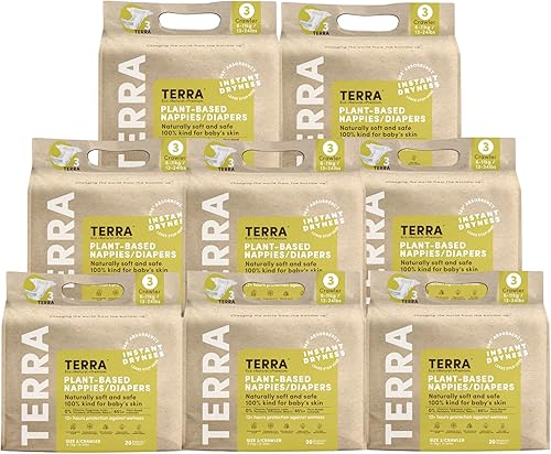 Miniatura 9 de Terra Pañales para recién nacidos talla 1 85% pañales a base de plantas, ultra suaves y libres de químicos para pieles sensibles, absorción superior