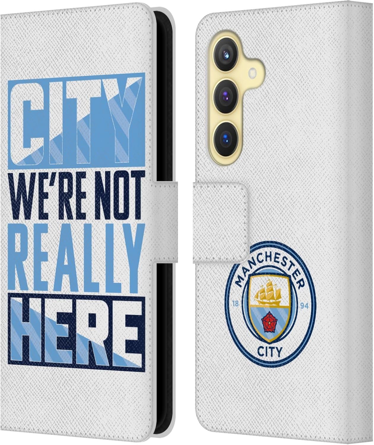 Head Case Designs Officially Licensed Manchester City Man City FC 1894 Graphics Leather Wallet Case Compatible with Samsung Galaxy S24 5G