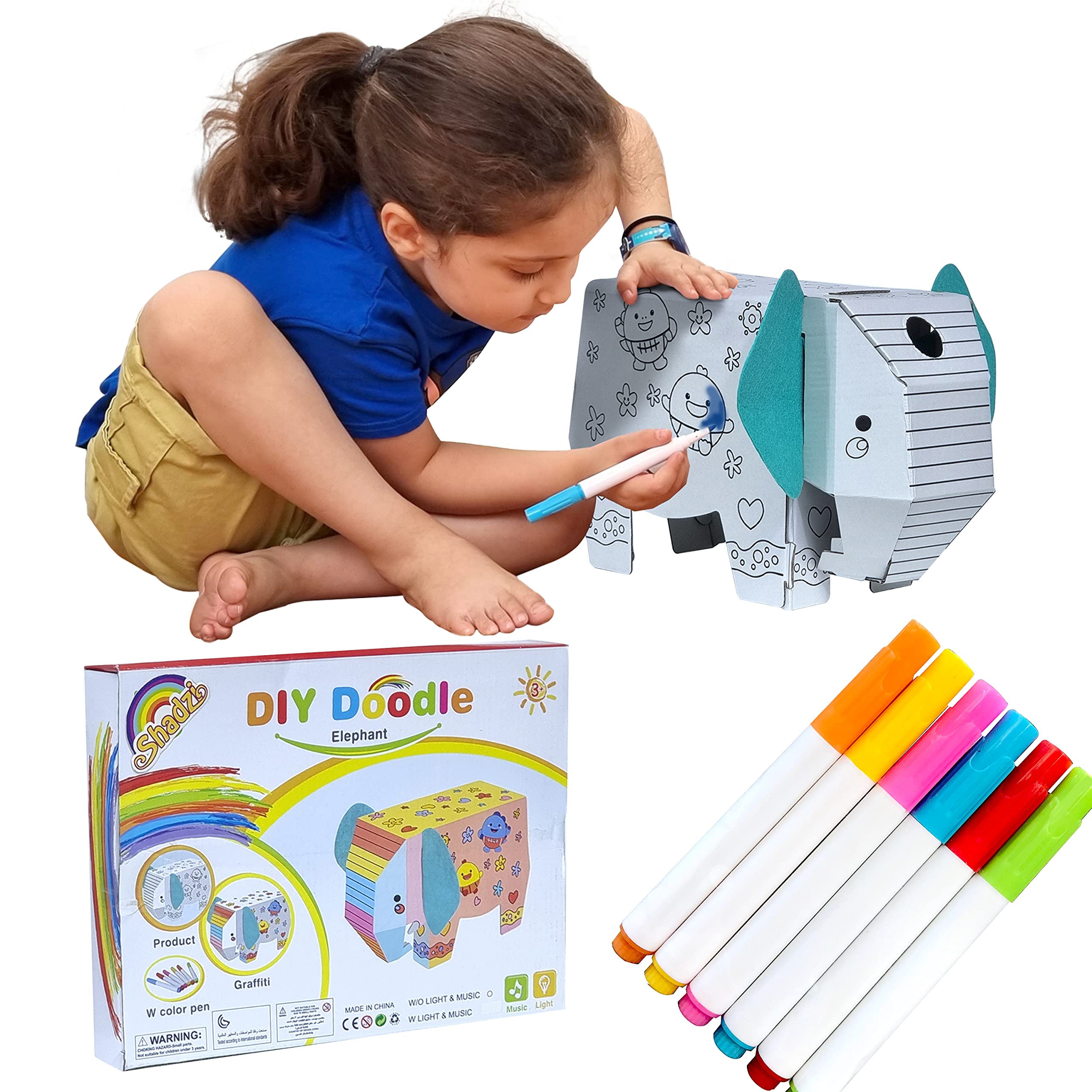 Buy Painting 3D Puzzle Elephant, 3D Cardboard Animal Playhouse