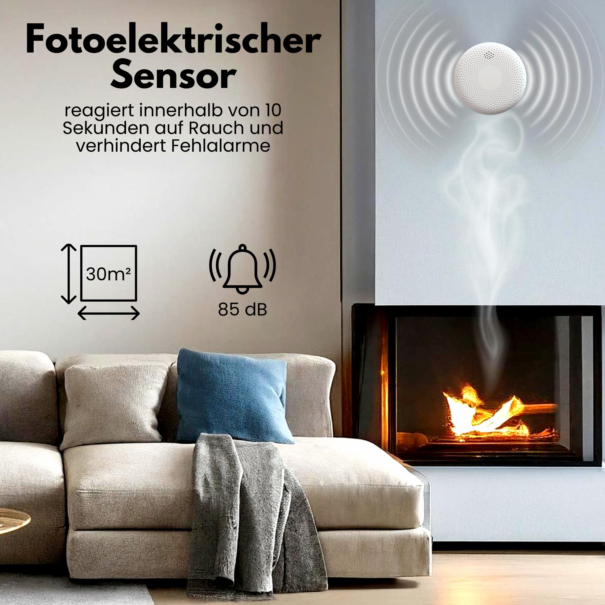 Aroha Link Vernetzte Rauchmelder und Kohlenmonoxid Melder - 10 Jahre Batterie - Kombination CO Melder & Feuermelder Vernetztbar, Kombinationsmelder - 2 Set