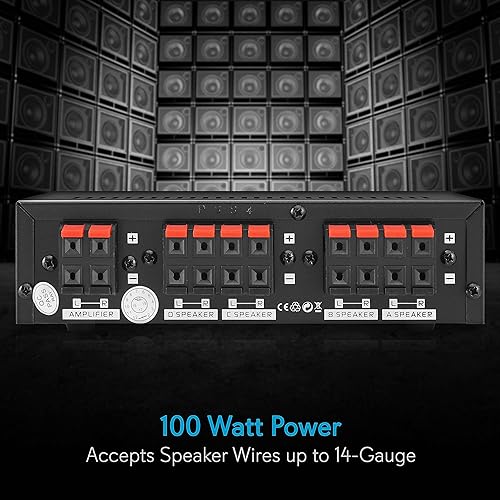 Miniatura 3 de Pyle Hogar Selector de interruptor de altavoz de canal de 4 zonas-Premium Nuevo y mejorado Hub de caja de interruptores, caja de distribución para