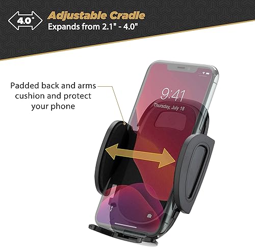 Miniatura 3 de Scosche SUHWD-XCES0 Select - Soporte de teléfono con ventosa para parabrisas o salpicadero para automóvil con palanca de bloqueo ajustable, botón de