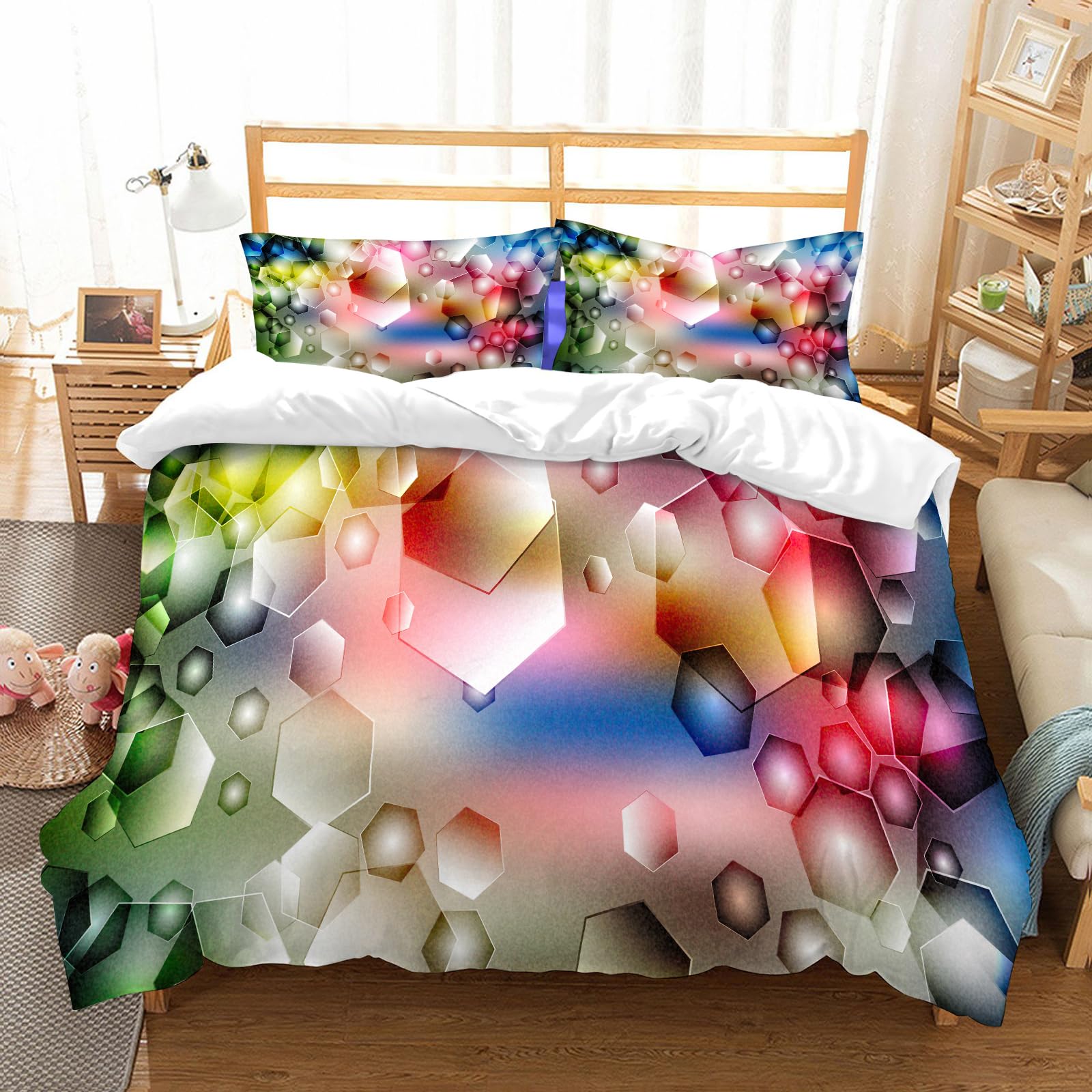 Parure de lit graphique en microfibre de haute qualité avec ses deux couvre-oreillers