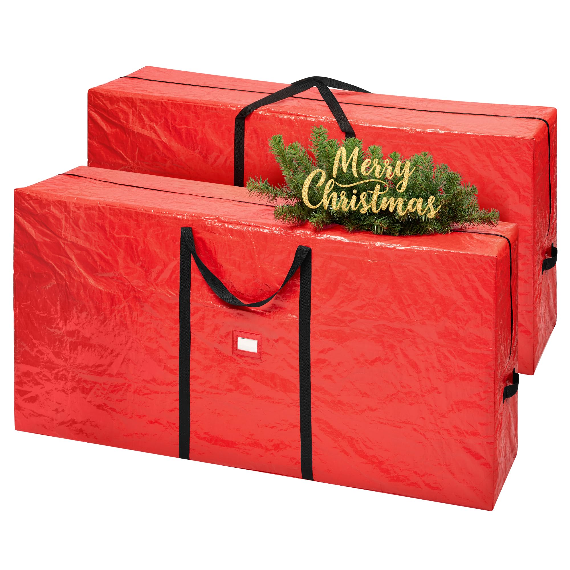 SONGMICS Borsa per Albero di Natale, Custodia per Albero Smontabile fino a 274 cm, Cuciture Interne Rinforzate, Maniglie Lunghe, con Cerniera, PE, Rosso RXS006R01