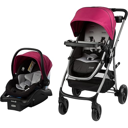Safety 1st Grow and Go Flex 8-in-1 Travel System, Infant Car Seat Stroller Combo, Orchid Bloom